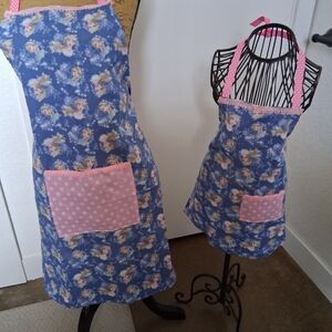 Frozen Print Mother, Daughter Blue and Pink Apron Set
